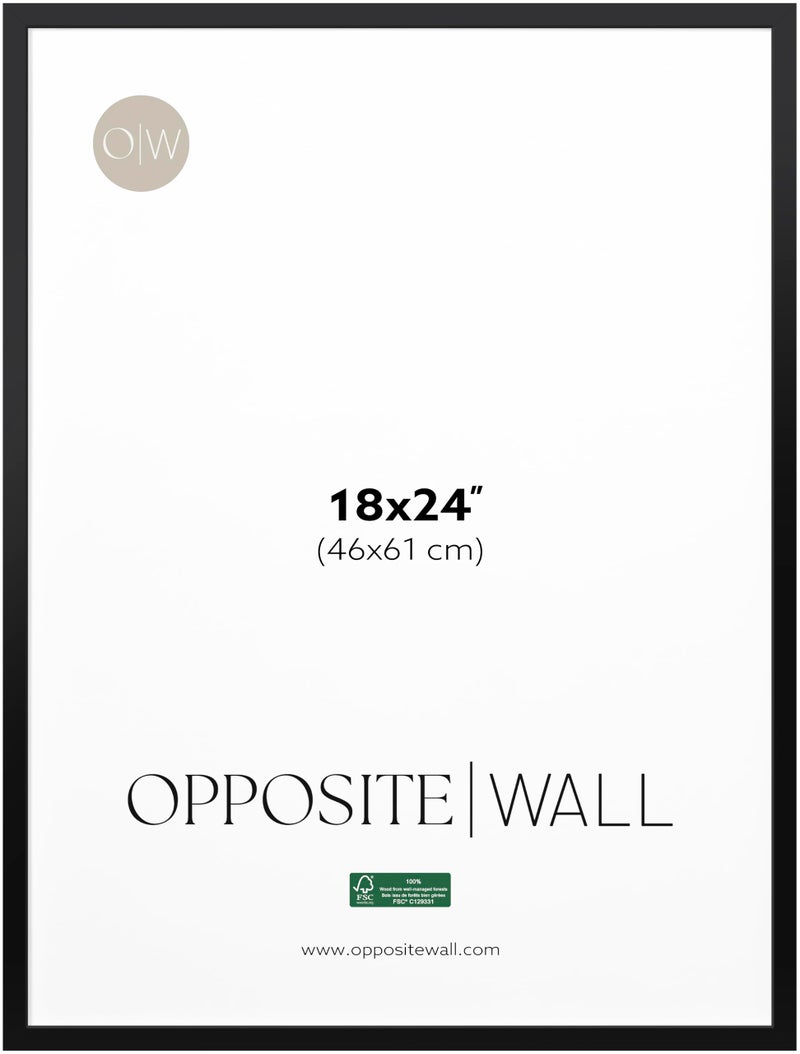 Opposite Wall - 18x24 in - Black Solid Wood Picture Frame - Lightweight, Versatile & Shatterproof - Wall Hanging Poster or Photo Frame - Wall Decor for Office, Gallery & Home - Image 1